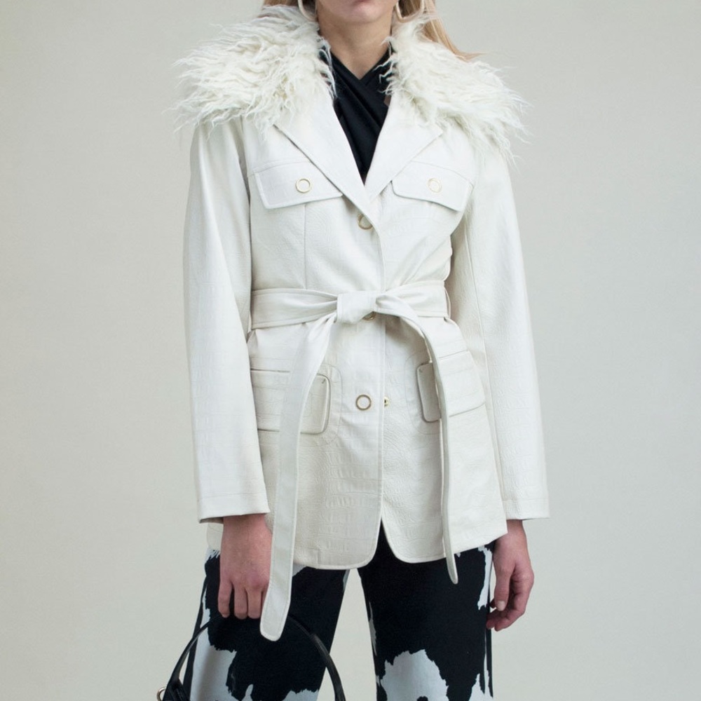 NWT House of Sunny Waiter Blazer in Cream Croc